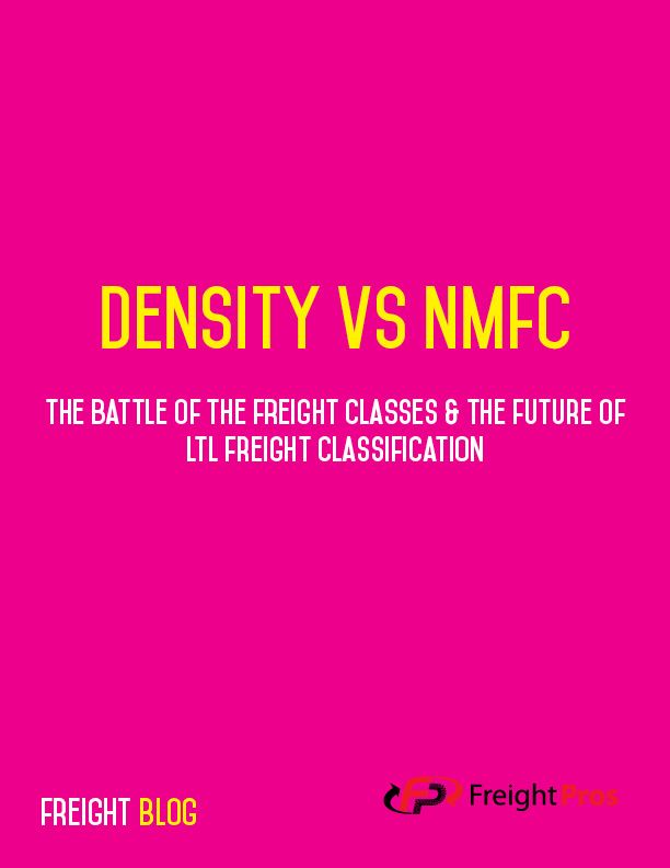 Freight Class By Density Chart