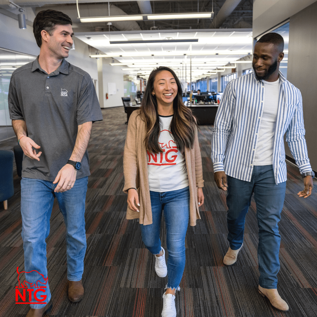 young professionals walking in the office